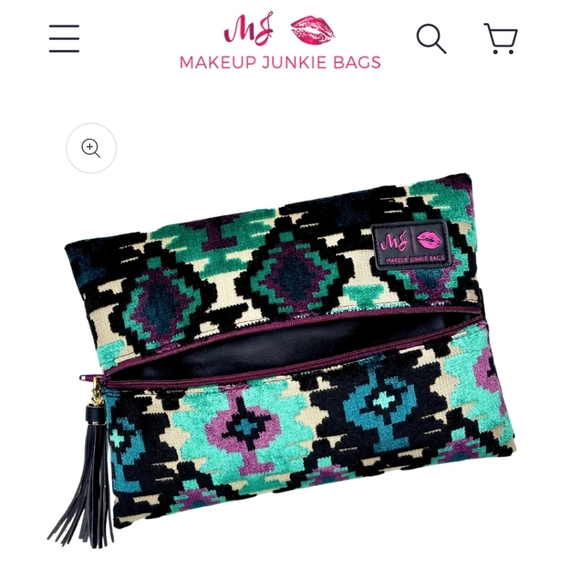 Colorful Patterned Cosmetic Bag with Tassel - Picture 3 of 5